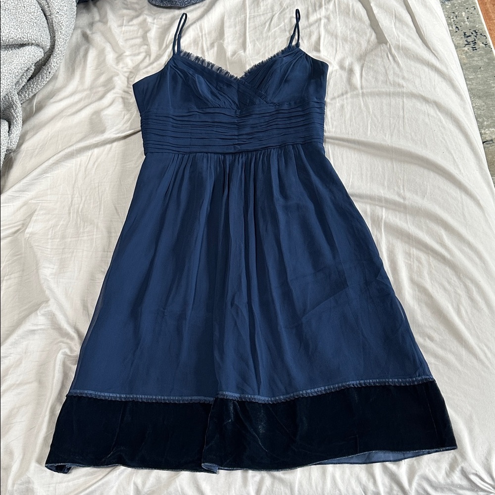 Laundry By Shelli Segal Navy Blue Spaghetti Strap Midi Dress
